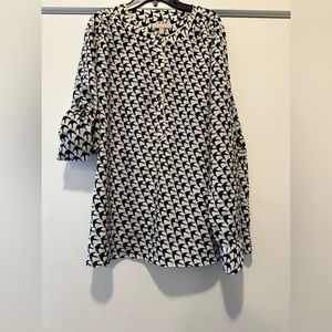 Banana Republic XL Black and White Bird Blouse